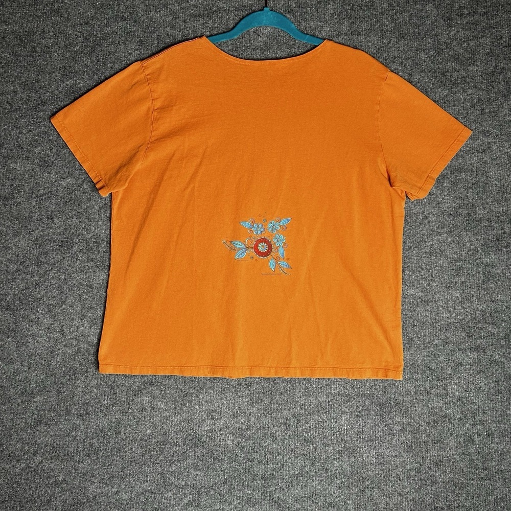 Sabaku Artwear Top Floral Horses Size Xl Orange Artsy - Picture 2 of 7